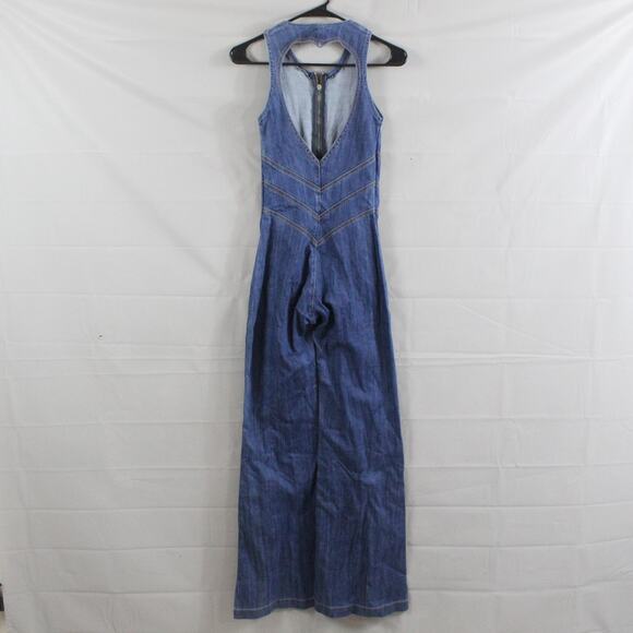 Revice Jumpsuit Womens Extra Small Hollywood Heartthrob Flare Denim Blue Retro - Picture 9 of 16